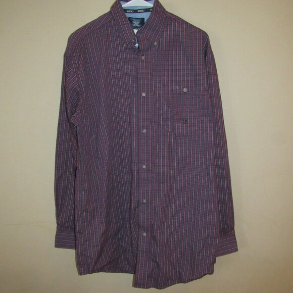 Vintage WRANGLER Twenty X 20X Blue Maroon Plaid Cowboy Western Shirt Mens M Tall - Picture 1 of 5